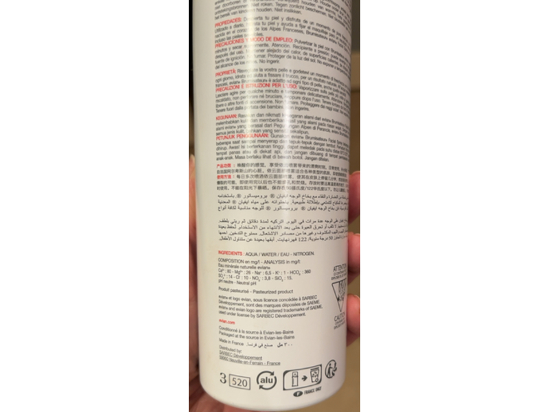Evian Brumisateur Facial Spray, Natural Mineral Water, 10.1 fl oz/300 mL