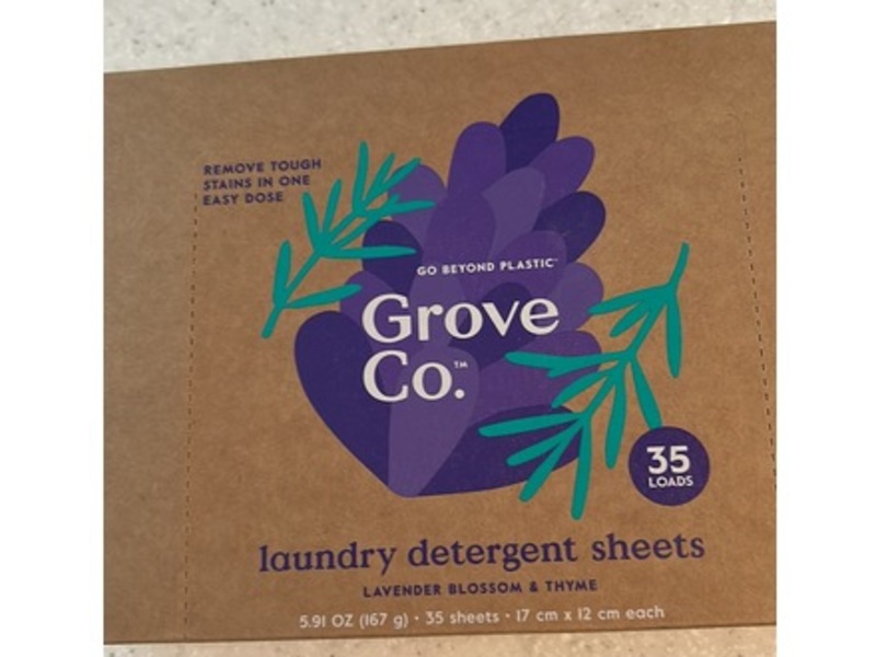 Grove Co. Laundry Detergent Sheets, Lavender Blossom & Thyme, 35 Loads, 5.91 oz/167 g, 35 Count