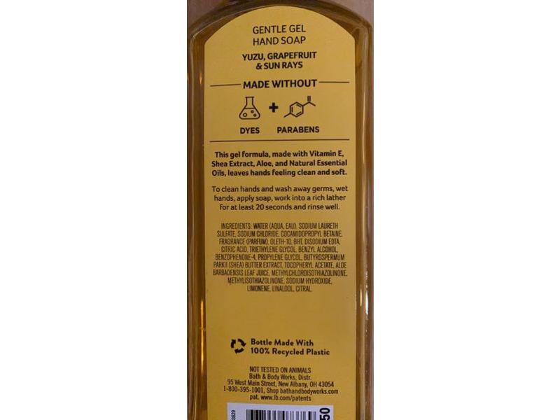 Bath & Body Works Gentle Gel Hand Soaps, Sunshine & Lemons, 8 fl oz/235 mL