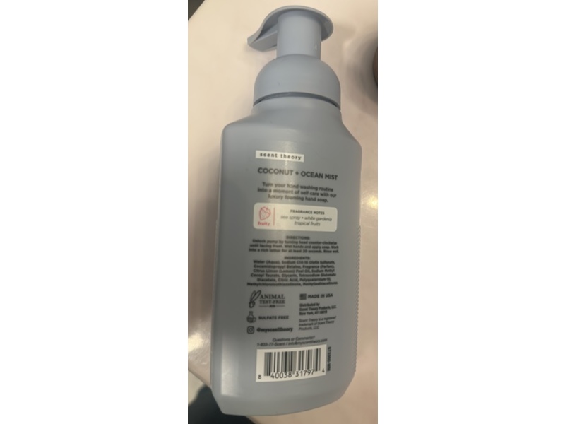 Scent Theory Foaming Hand Soap, Coconut + Ocean Mist, 11 fl oz/325 mL