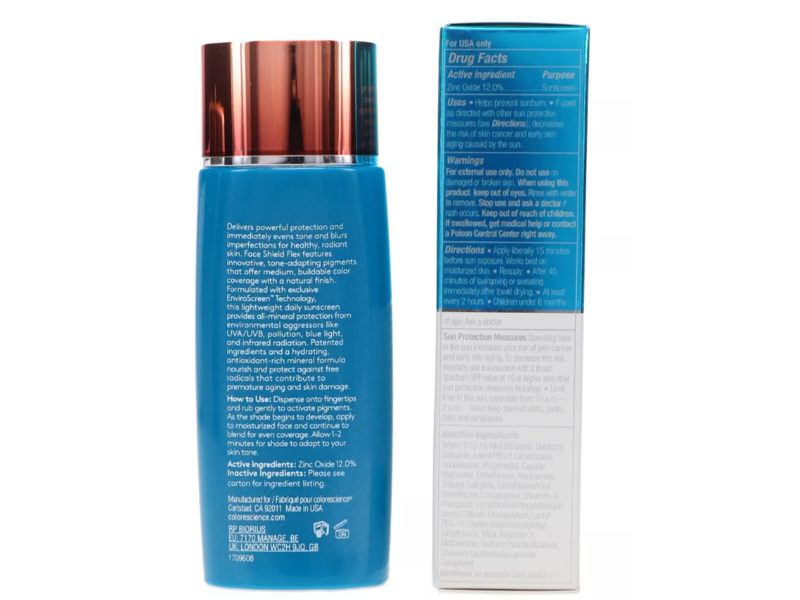 Colorescience Sunforgettable Total Protection Face Shield Flex Sunscreen, Tan, SPF 50 PA++++, 1.8 fl oz/55 mL