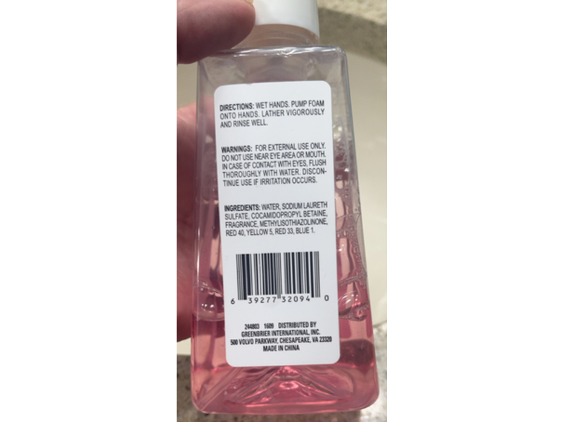 Greenbrier International Foaming Hand Soap, Cherry Blossom, 10 fl oz/296 mL