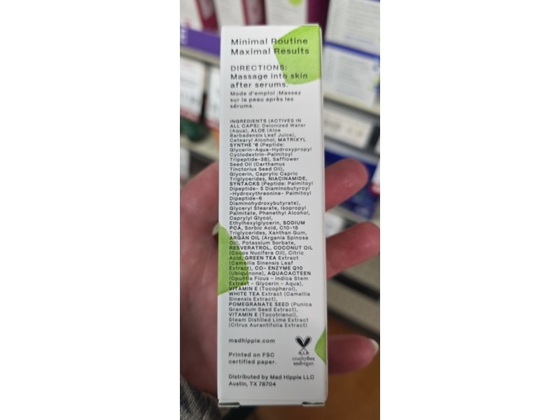 Madhippe Face Cream, Peptides Niacinamide & Resveratrol, 1.02 fl oz/30 mL