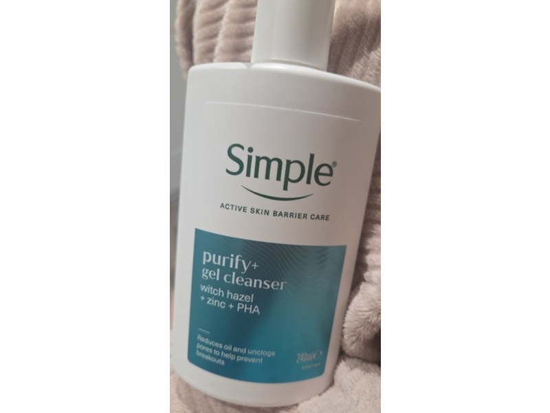 Simple Purify + Gel Cleanser, Witch Hazel + Zinc + PHA, 240 mL