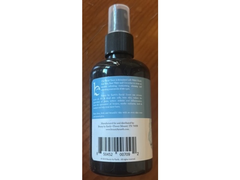 Beauty By Earth Cleanse + Tone Facial Toner, Hazel And Rose Petal Water, 4.7 fl oz/139 mL