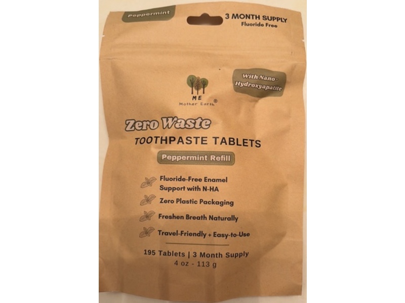 Me Mother Earth Toothpaste Tablets, Peppermint Refill, 4 oz.113 g, 195 Count
