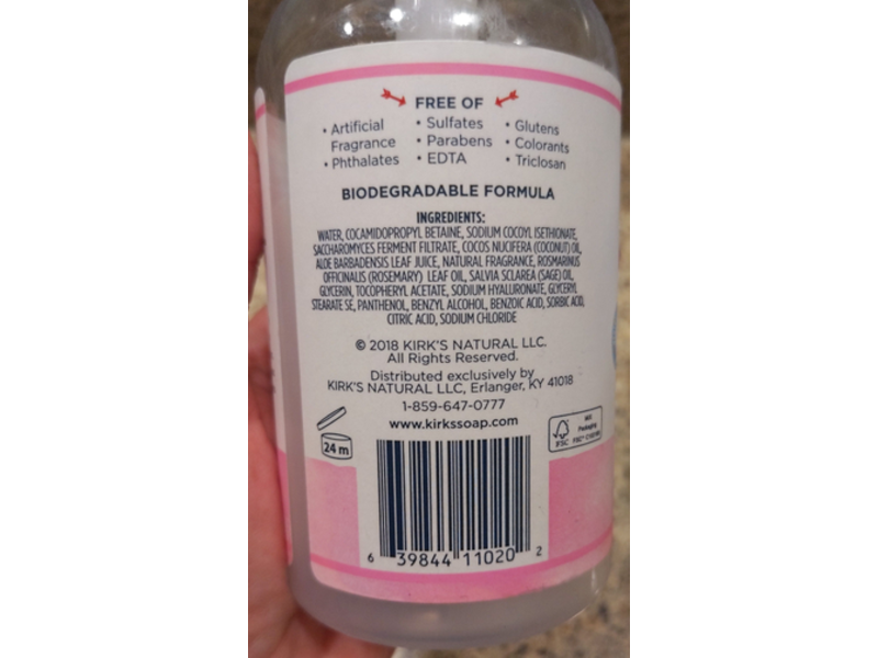 Kirk's Odor Neutralizing Hand Wash, Rosemary & Sage, 12 fl oz/355 mL