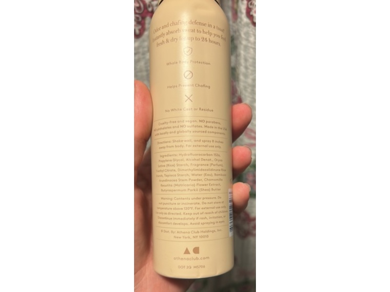Athena Club Full Body Deo Dry Spray, Golden Vanilla, 4 oz/115 g