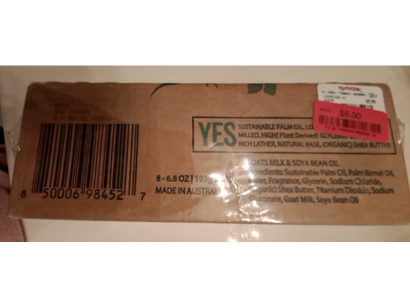 Australian Botanical Soap, Goat Milk Soyabean Oil, 6.8 oz/193 g, 4 Count