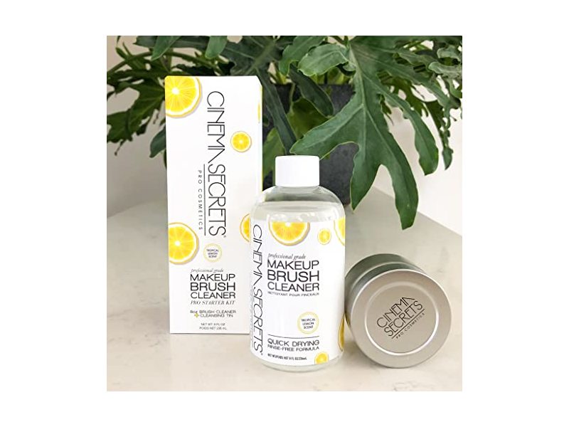 Cinema Secrets Makeup Brush Cleaner Pro Starter Kit 8oz+Tin, Lemon