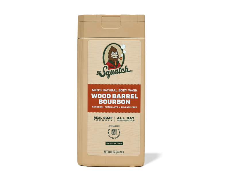 Dr. Squatch Exfoliating Body Wash, Wood Barrel Bourbon, 14 fl oz/414 mL