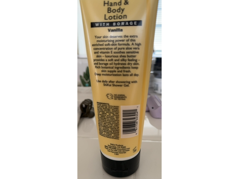 ShiKai Moisturizing Hand & Body Lotion, Vanilla, 8 fl oz/238 mL