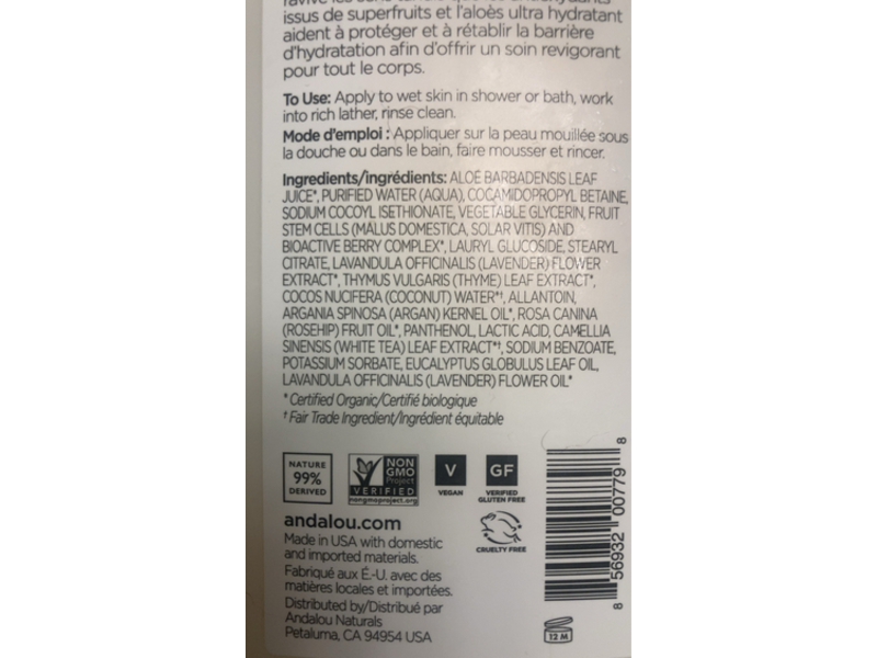 Andalou Naturals Shower Gel, Lavender Thyme, 32 fl oz/946.4 mL