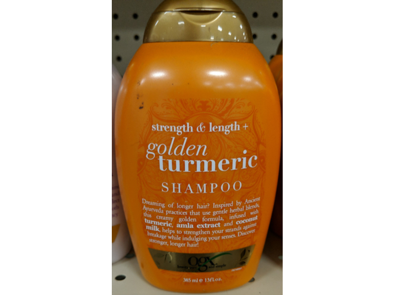 Ogx Strength & Length + Golden Turmeric Shampoo, Turmeric, Amla Extract And Coconut Milk, 13 fl oz/385 mL