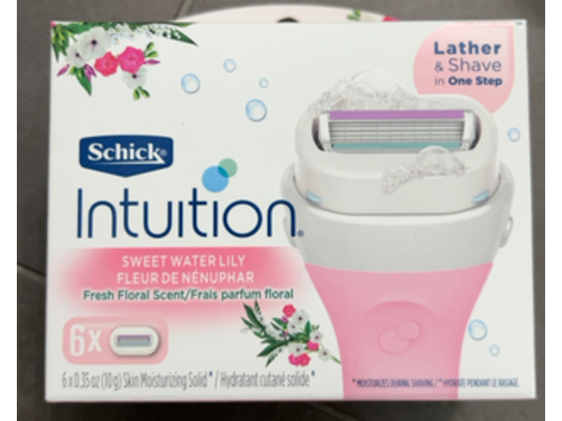 Schick Intuition Lather and Shave Sweet Water Lily, Fresh Floral Scent, 6 Count