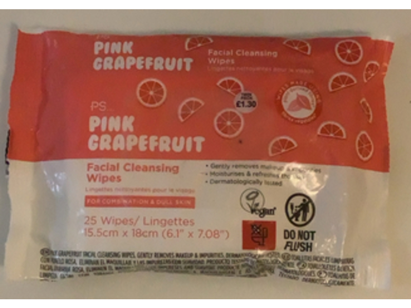 PS... Facial Cleansing Wipes, Pink Grapefruit, 25 Count