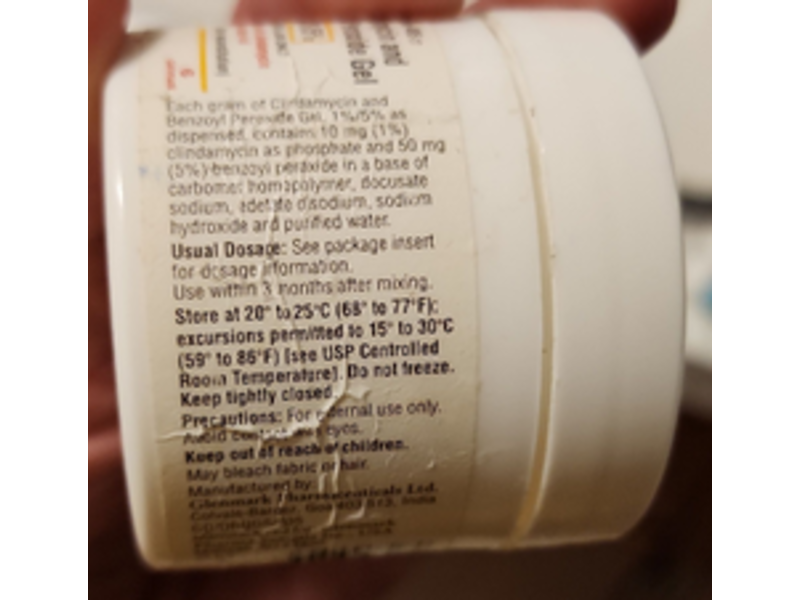 Clindamycin & Benzoyl Peroxide Gel, 1%/5%, 50 g, Glenmark (RX)