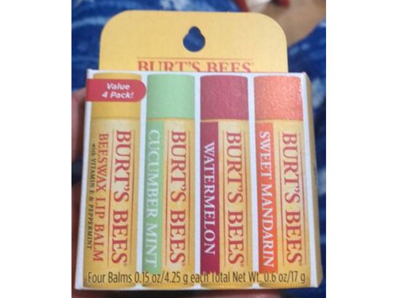 Burt's Bees Lip Balm, 0.6oz/17 g, Pack Of 4