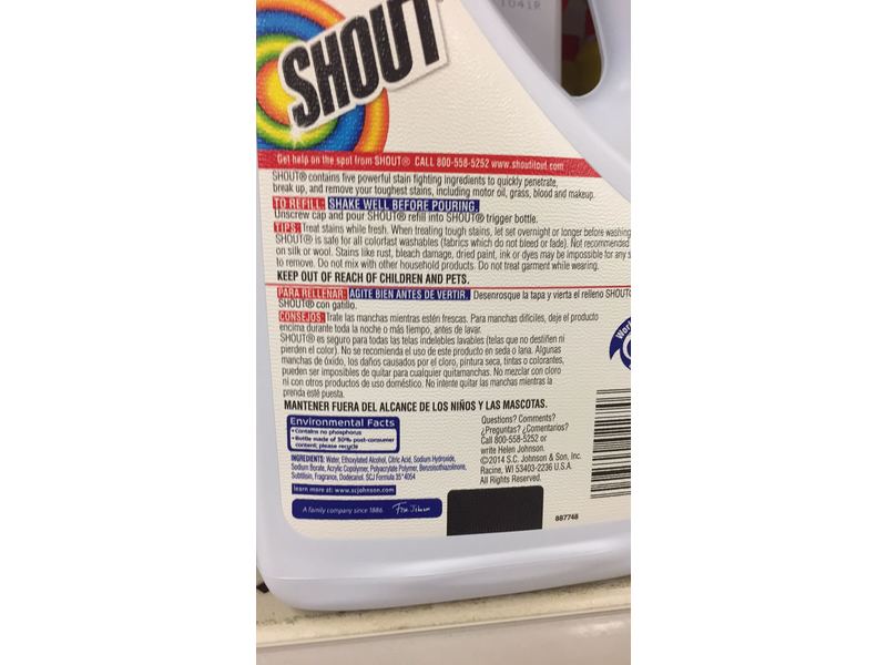 Shout Triple-Acting Laundry Stain remover In-Wash Powder Refill, 60 fl oz/1.77 L