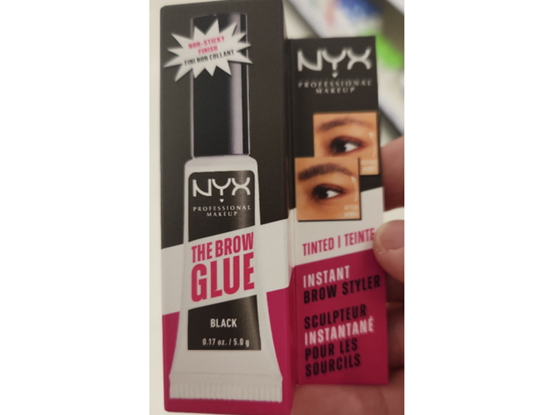 NYX The Brow Glue Extreme Hold Tinted Eyebrow Gel, Black, 0.17 oz/5.0 g