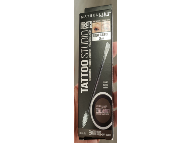 Maybelline New York TattooStudio Brow Pomade, 380 Deep Brown, 0.106 oz/3 g