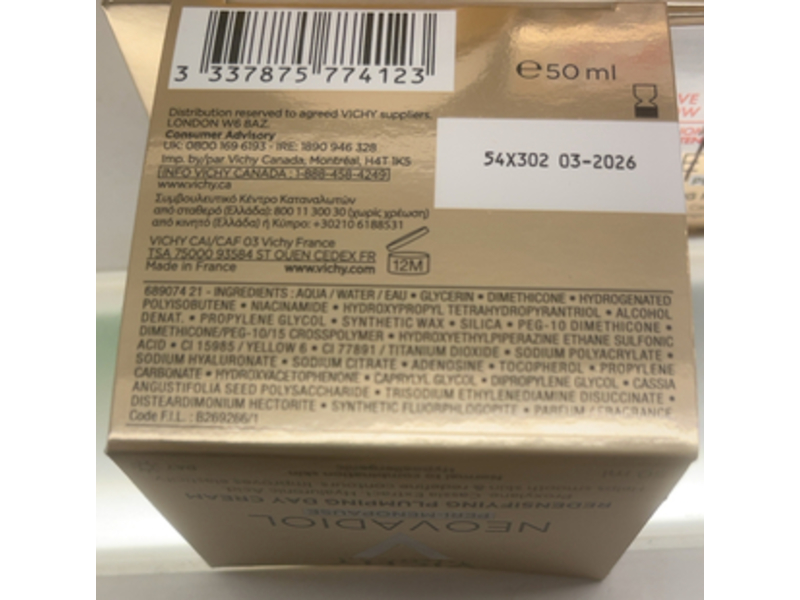 Vichy Neovadiol Peri-Menopause Redensifying Plumping Day Cream, 1.69 fl oz/50 mL