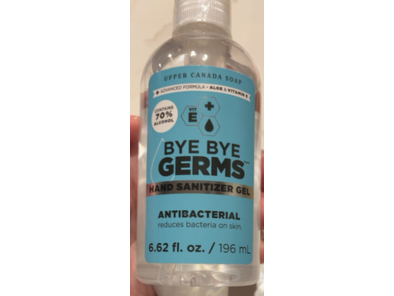 Upper Canada Soap Bye Bye Germs Antibacterial Hand Sanitizer Gel, 6.62 fl oz/196 mL