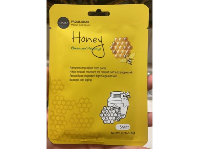 Celavi Facial Sheet Mask, Honey, 0.74 oz/20 g, 1 Count, Pack Of 12