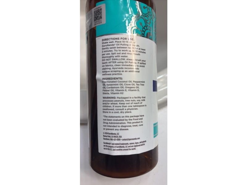 GuruNanda Natural Oil Pulling Oral Rinse, Coconut + Mint, 16 fl oz/473 mL