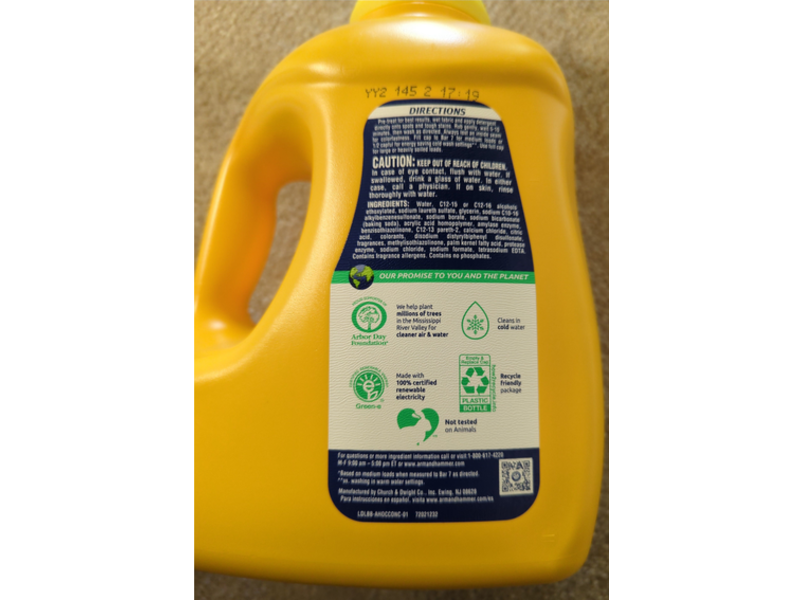 Arm & Hammer Plus OxiClean Liquid Laundry Detergent, Fresh Scent, 75 Loads, 118.1 fl oz/3.48 L