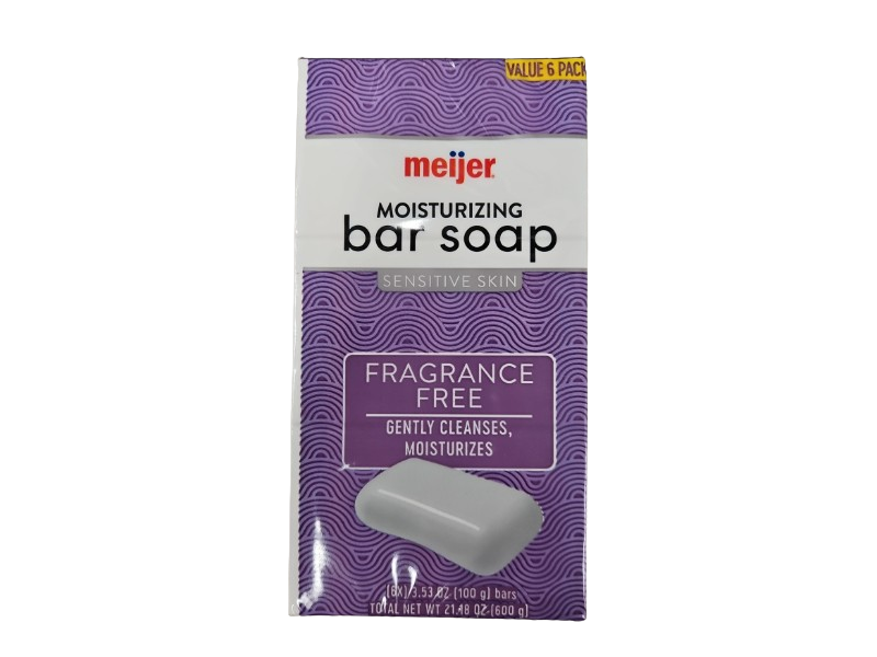 Meijer Moisturizing Bar Soap, Fragrance Free, 3.52 oz/100 g, Pack of 6