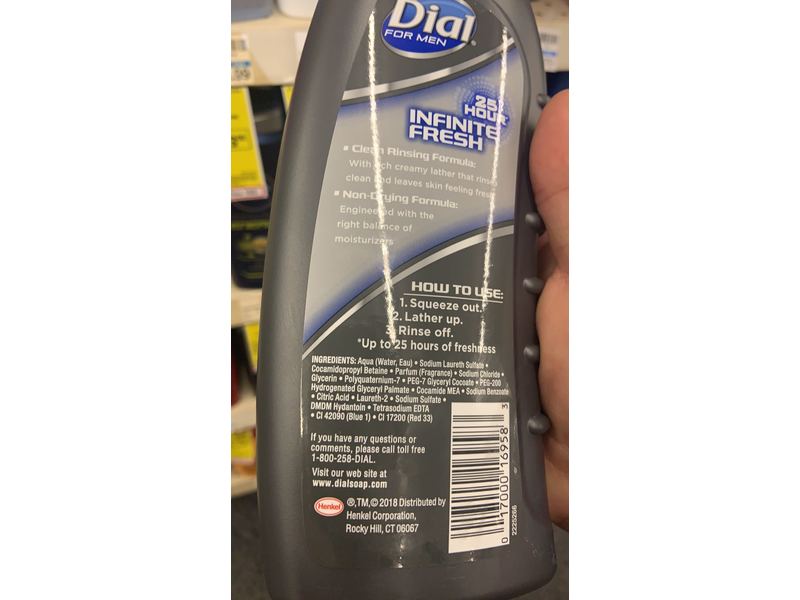 Dial For Men Body Wash, Infinite Fresh, 16 fl oz/473 mL, Pack Of 2