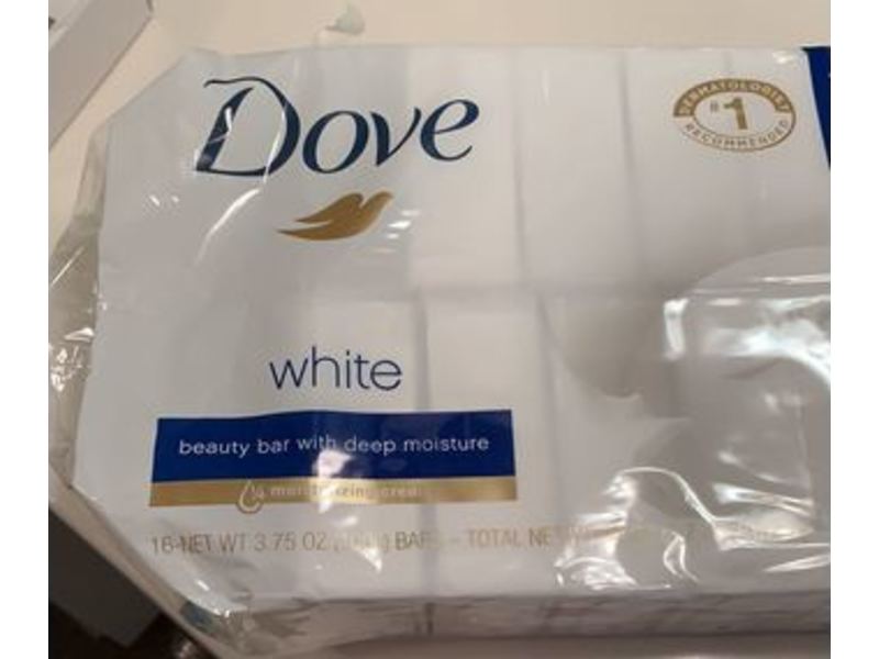 Dove White Beauty Bar With Deep Moisture, 3.75 oz, 16 ct