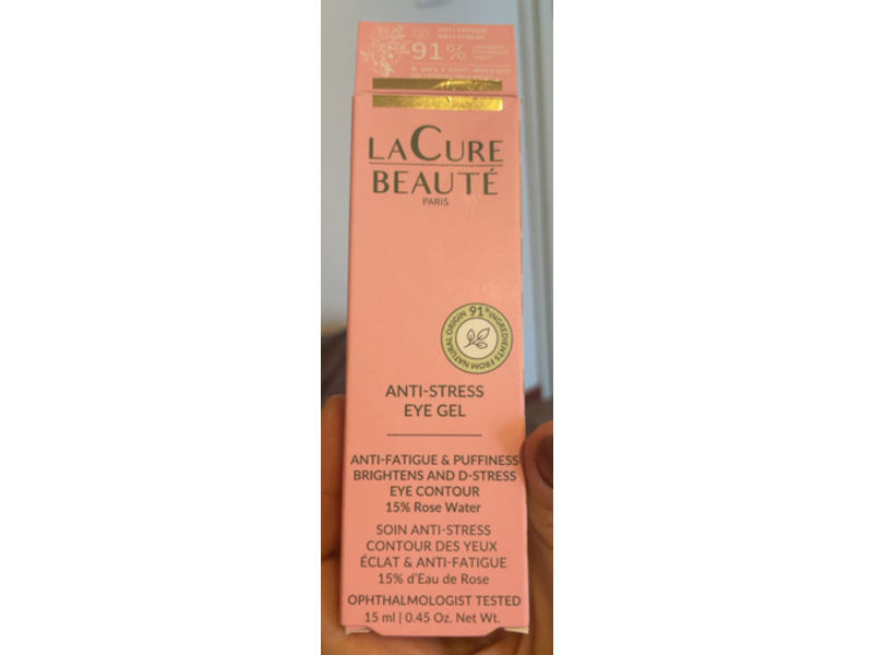 LaCure Beaute Paris Anti-Stress Eye Gel, Rose Water, 0.45 oz/15 mL