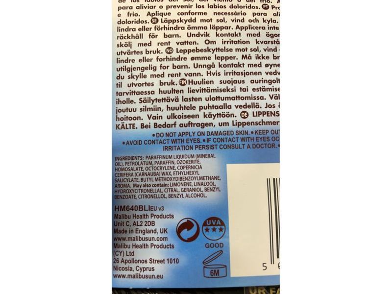 Malibu UVA Sunscreen Protection Lip Care Balm, SPF 30, Watermelon, Mint & Vanilla, Pack Of 3