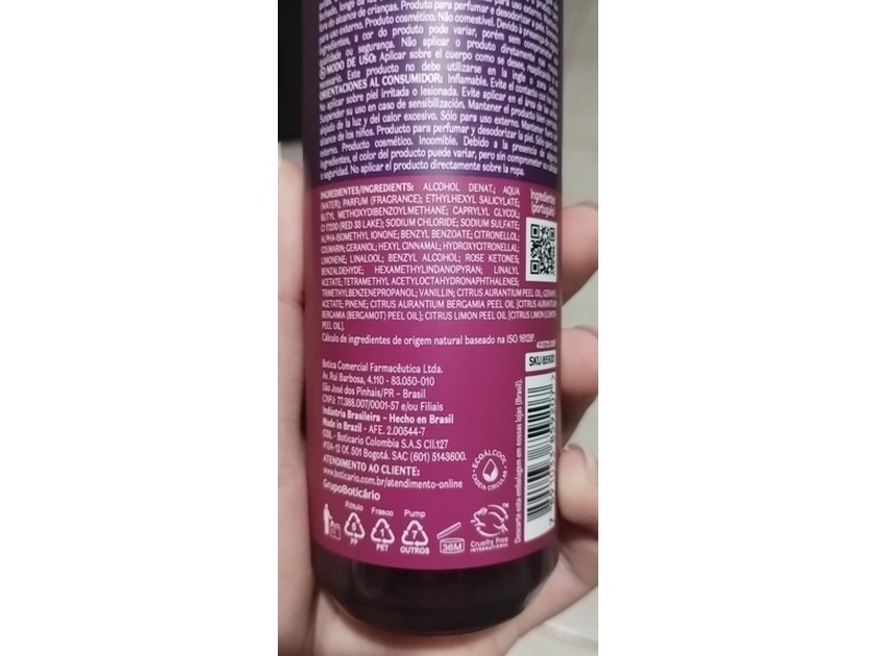 O Boticario Cuide-Se Bem Body Splash Deodorant, Amoruda , 6.7 fl oz/200 mL