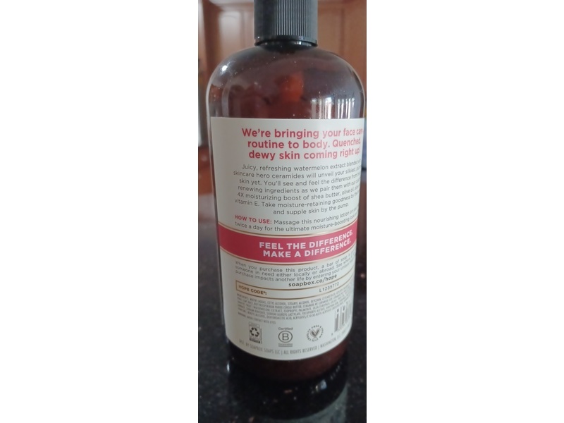 Soapbox Renewing 24 Hr Moisture Body Lotion, Watermelon & ceramides, 16 fl oz/473 mL, Pack Of 3