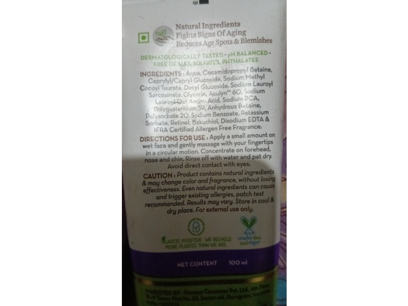 Mamaearth Retinol Face Wash with Retinol & Bakuchi, 100 mL