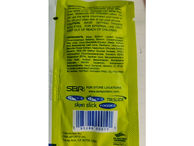 Sbr Sports Tri Swim After-Swim Body Wash, Zen Lime + Mango, 0.25 fl oz/7.39 mL