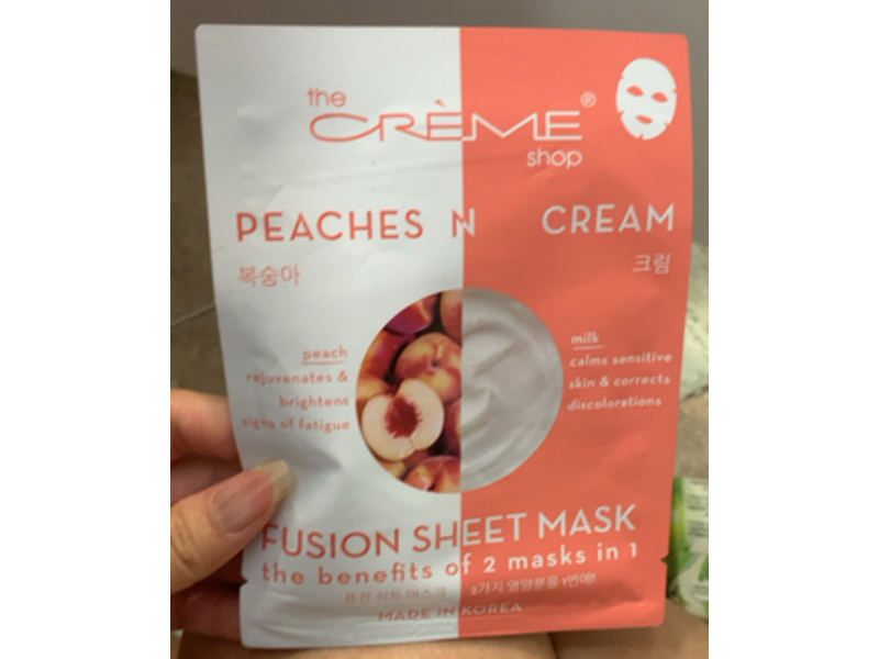 The Creme Shop Fusion Sheet Mask, Peach & Milk, 0.88 oz/25 g, Pack Of 5