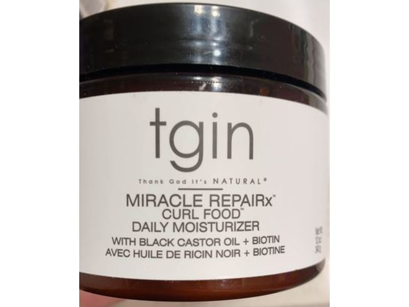 Thank God It's Natural Tgin Miracle Repairx Curl Food Daily Moisturizer, Black Castro Oil, 12 oz/340 g