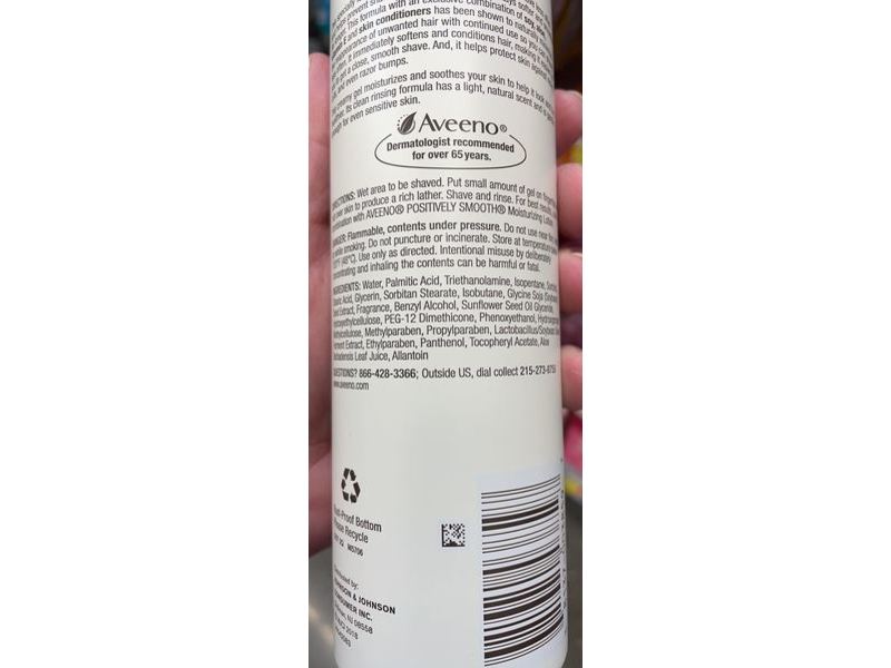Aveeno Positively Smooth Shave Gel, Soy, Aloe, & Vitamin E, 7 oz/198 g