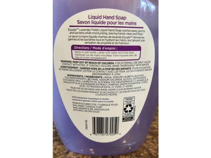 Equate Liquid Hand Soap Refill, Lavender Fields, 1.65 L