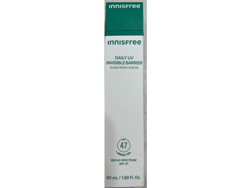 Innisfree Daily UV invisible Barrier Sunscreen Serum, SPF 47, Green Tea, 1.69 fl oz/50 mL