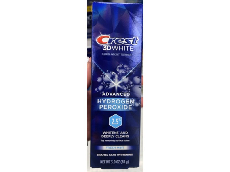 Crest 3D White Advanced Hydrogen Peroxide Toothpaste, Fresh Mint, 3.0 oz/85 g