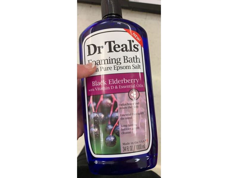 Dr Teal's Foaming Bath With Pure Epsom Salt, Black Elderberry, 34 fl oz/1000 mL