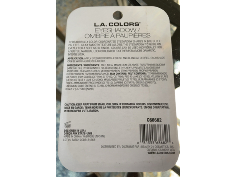L.A. Colors 12 Color Eyeshadow Palette, Trendy, 0.42 oz/12 g