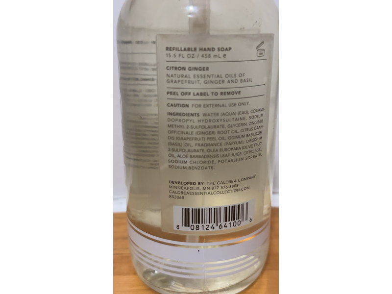 Caldrea Hand Soap, Citron Ginger, 15.5 fl oz/458 mL