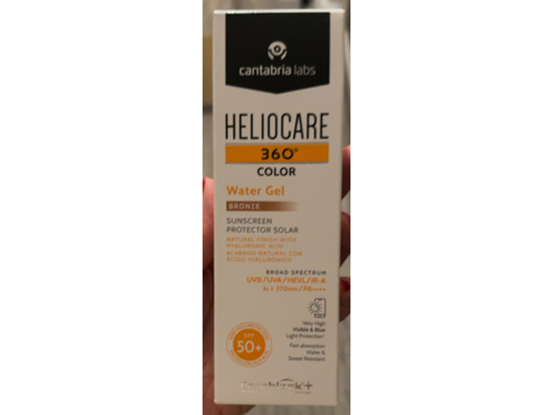 Heliocare 360 Color Sunscreen Protector Solar, Water Gel Bronze, SPF 50+, 50 mL