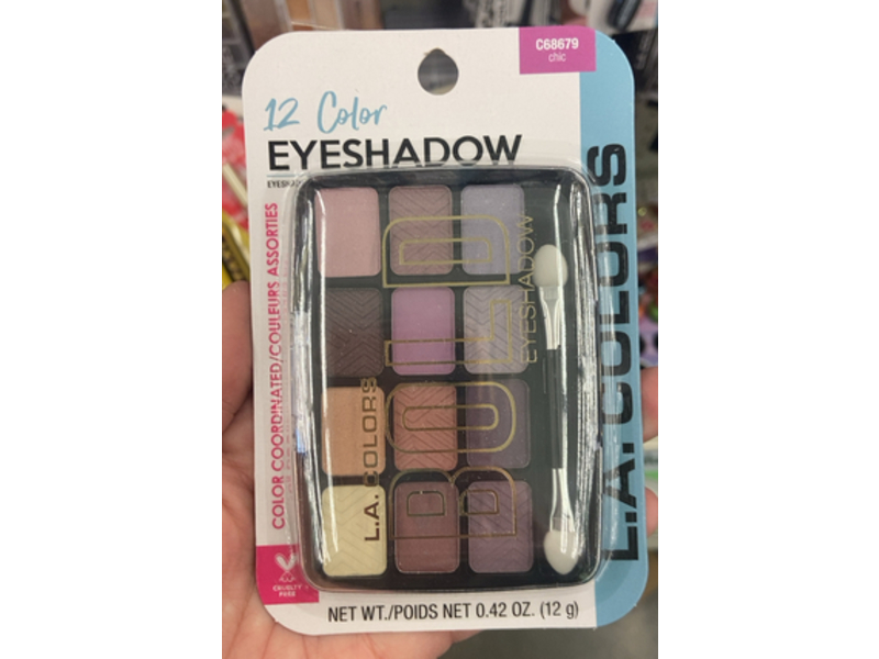 L.A. Colors 12 Color Eyeshadow Palette, Chic, 0.42 oz/12 g